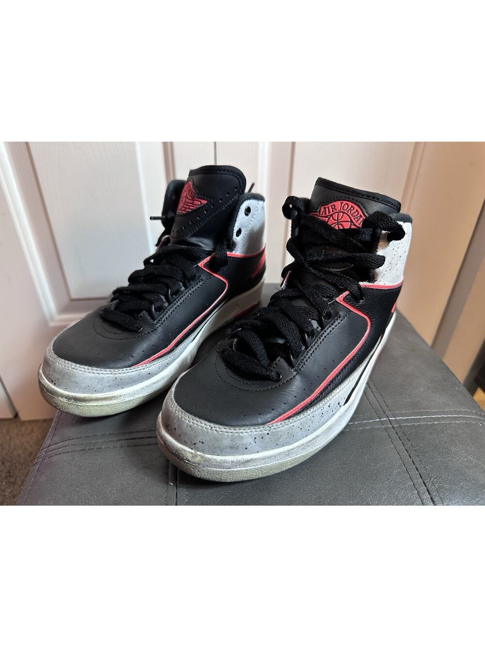 Kids Jordan 2 Retro Shoes Sz 4.5Y Infrared 23 Black Red 2014 385475-023 Sneakers